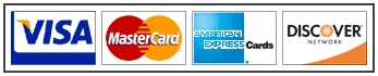 We Accept Visa, Mastercard, Discover and American Express